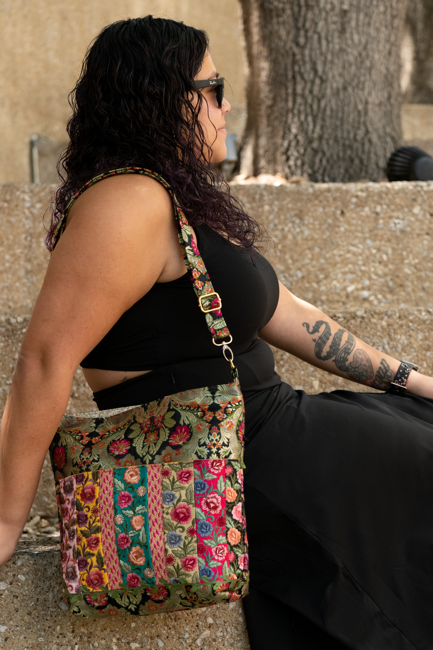 Large Multicolor Brocade Crossbody