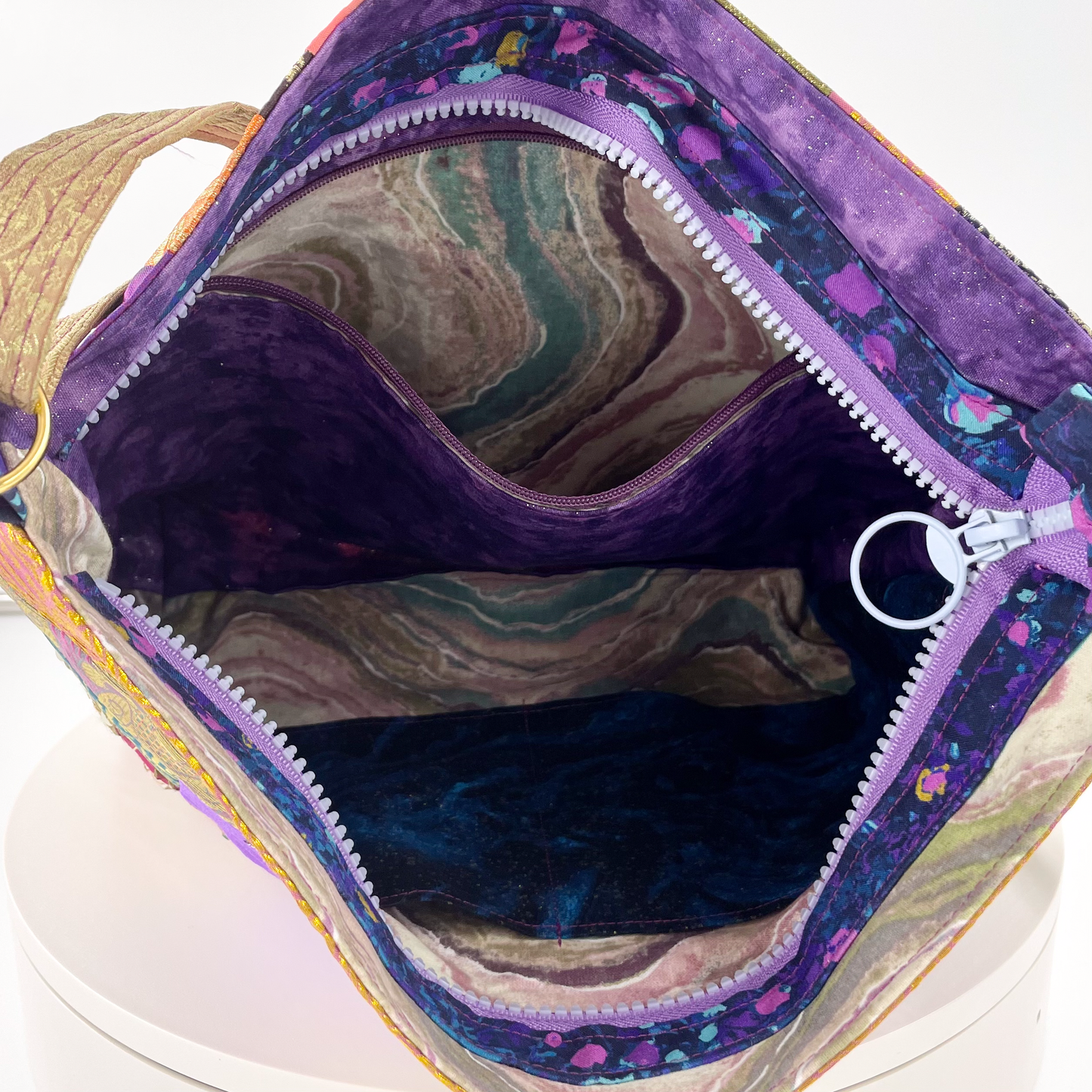 Medium Sari/ Saree Crossbody in Purple Paisley