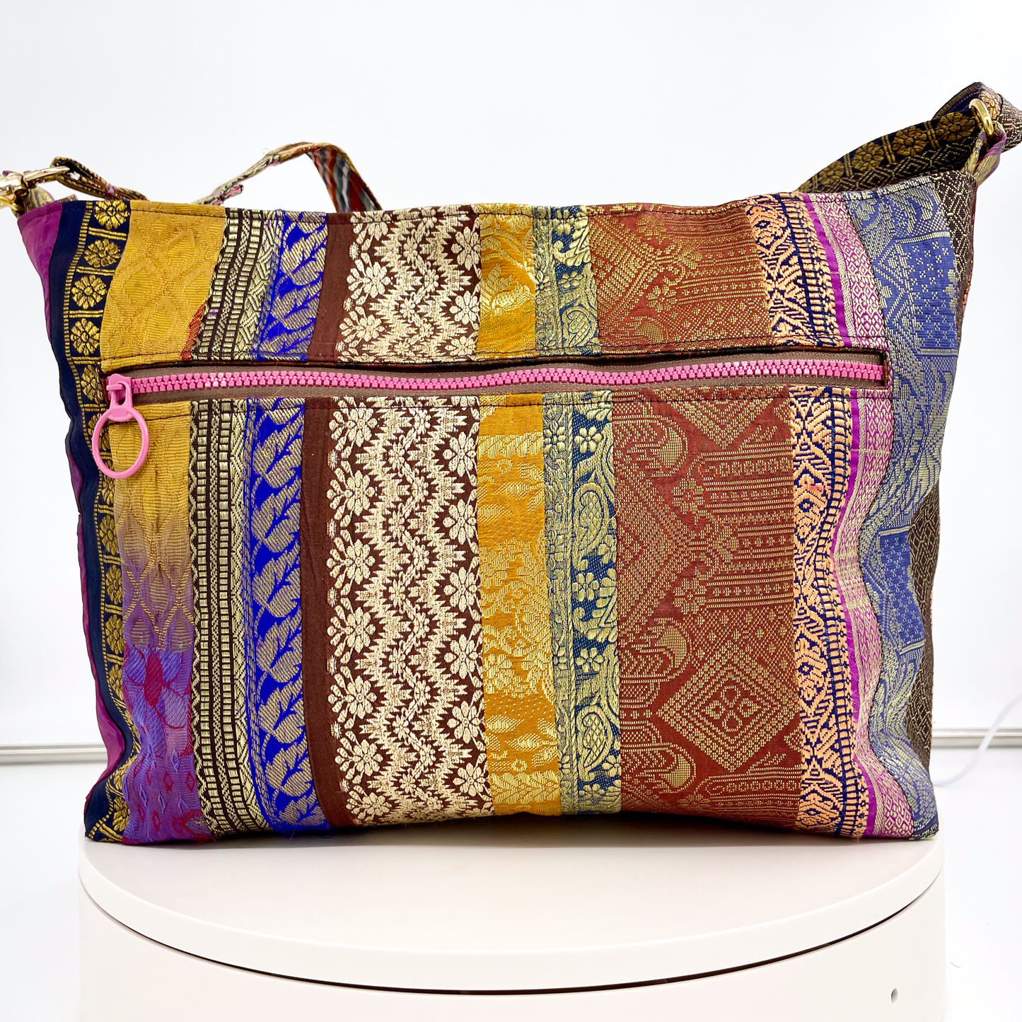 Medium Sari/ Saree Crossbody in Red Floral