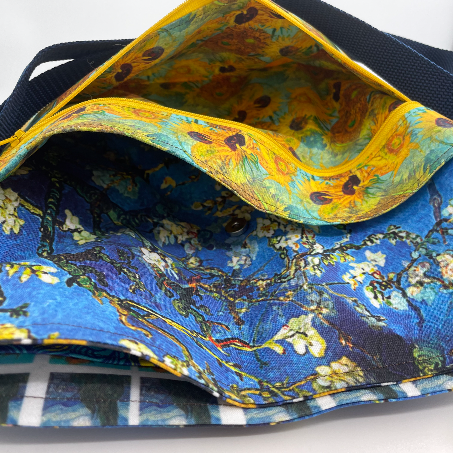 Large Van Gogh Sunflowers and Almond Blossom Crossbody