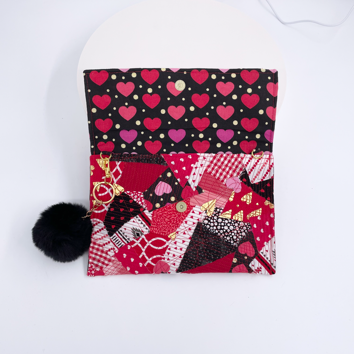 Small Red and Black Hearts Clutch