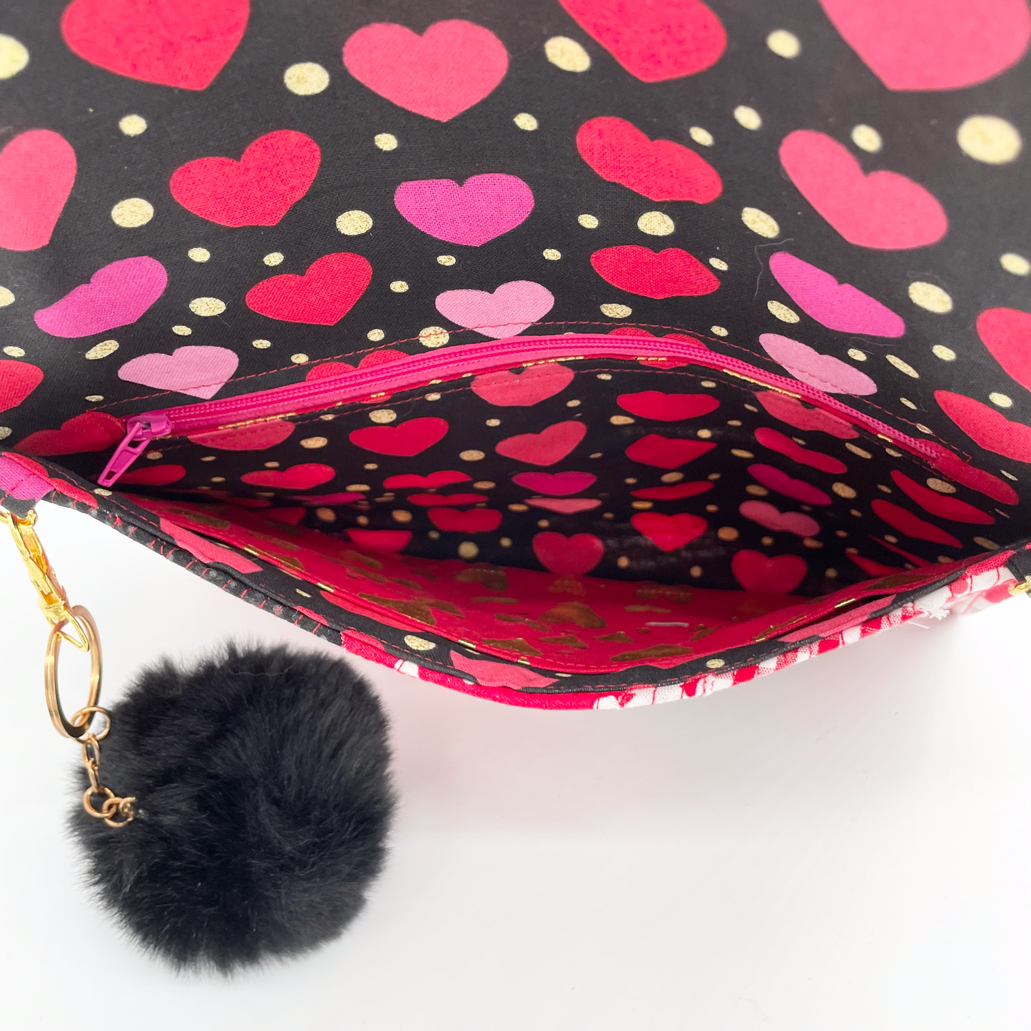Small Red and Black Hearts Clutch