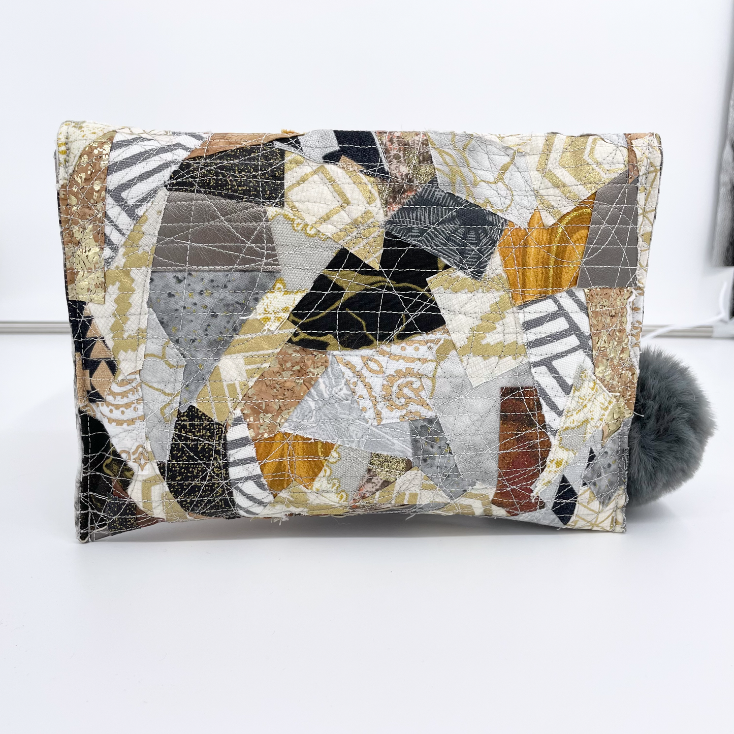 Small Gold and Silver Quilted Clutch