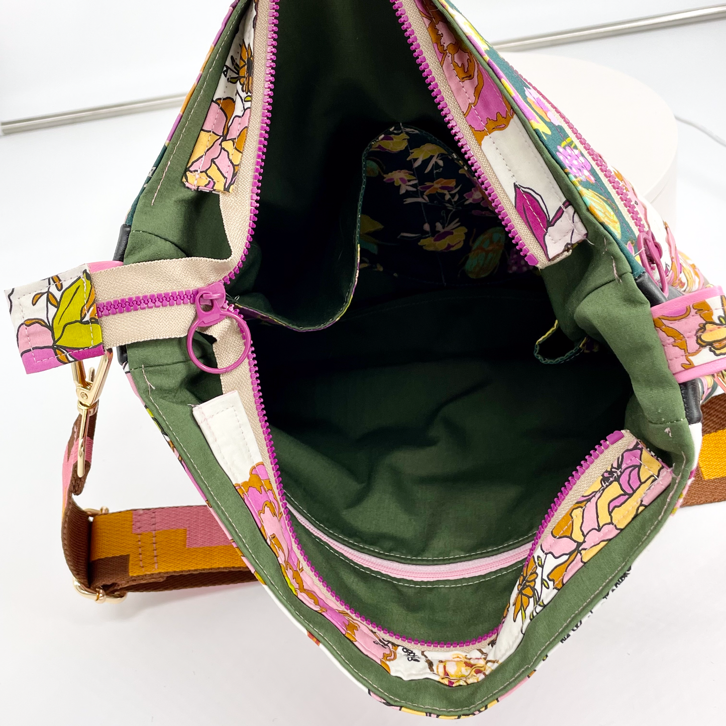 Medium Floral and Leather Crossbody