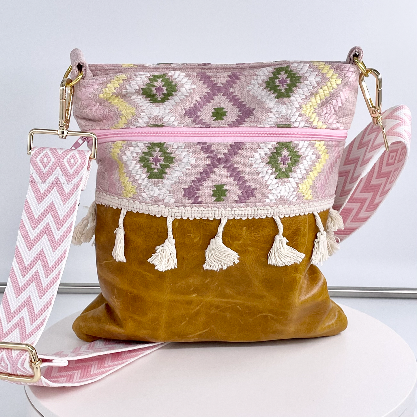 Medium Embroidered Canvas and Leather Crossbody