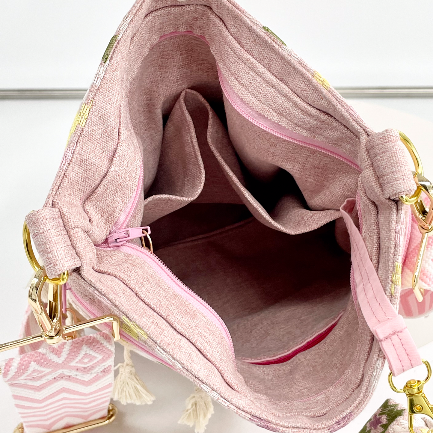 Medium Embroidered Canvas and Leather Crossbody
