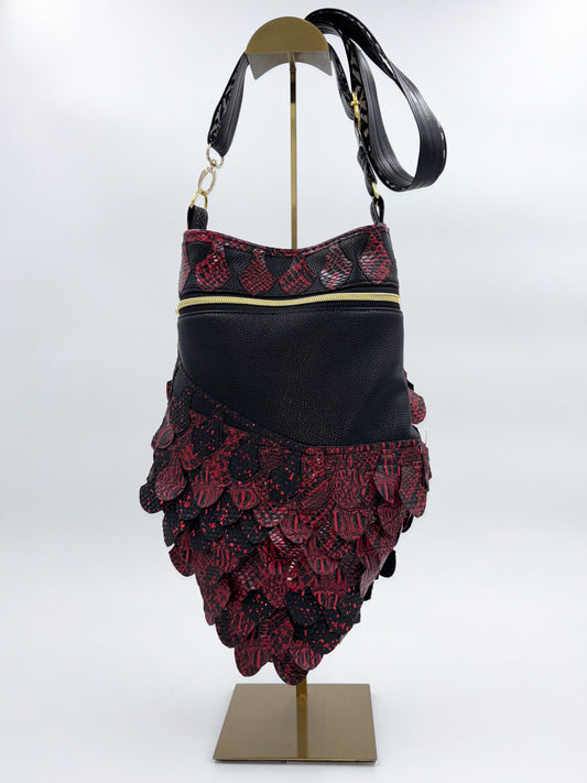 Large Faux Leather Dragon Scales Crossbody