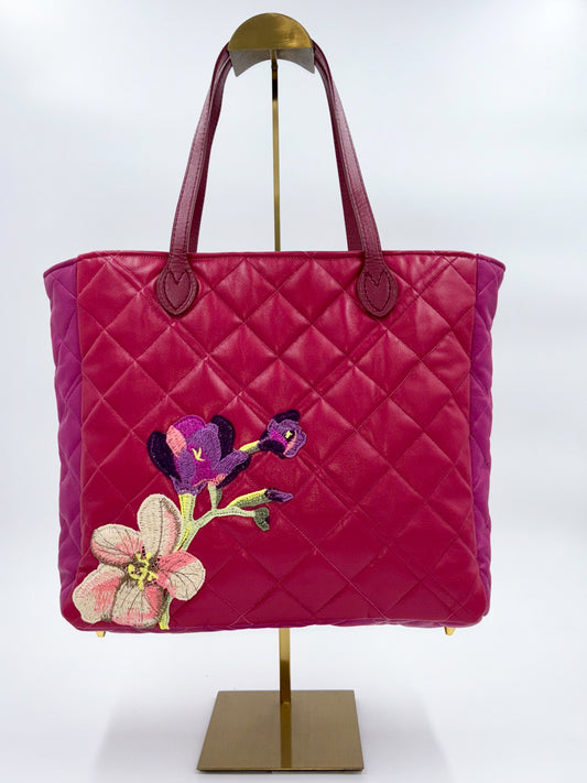 XL Fuchsia Floral Shoulder Bag