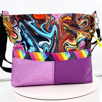 Medium Sparkly Purple Rainbow Crossbody