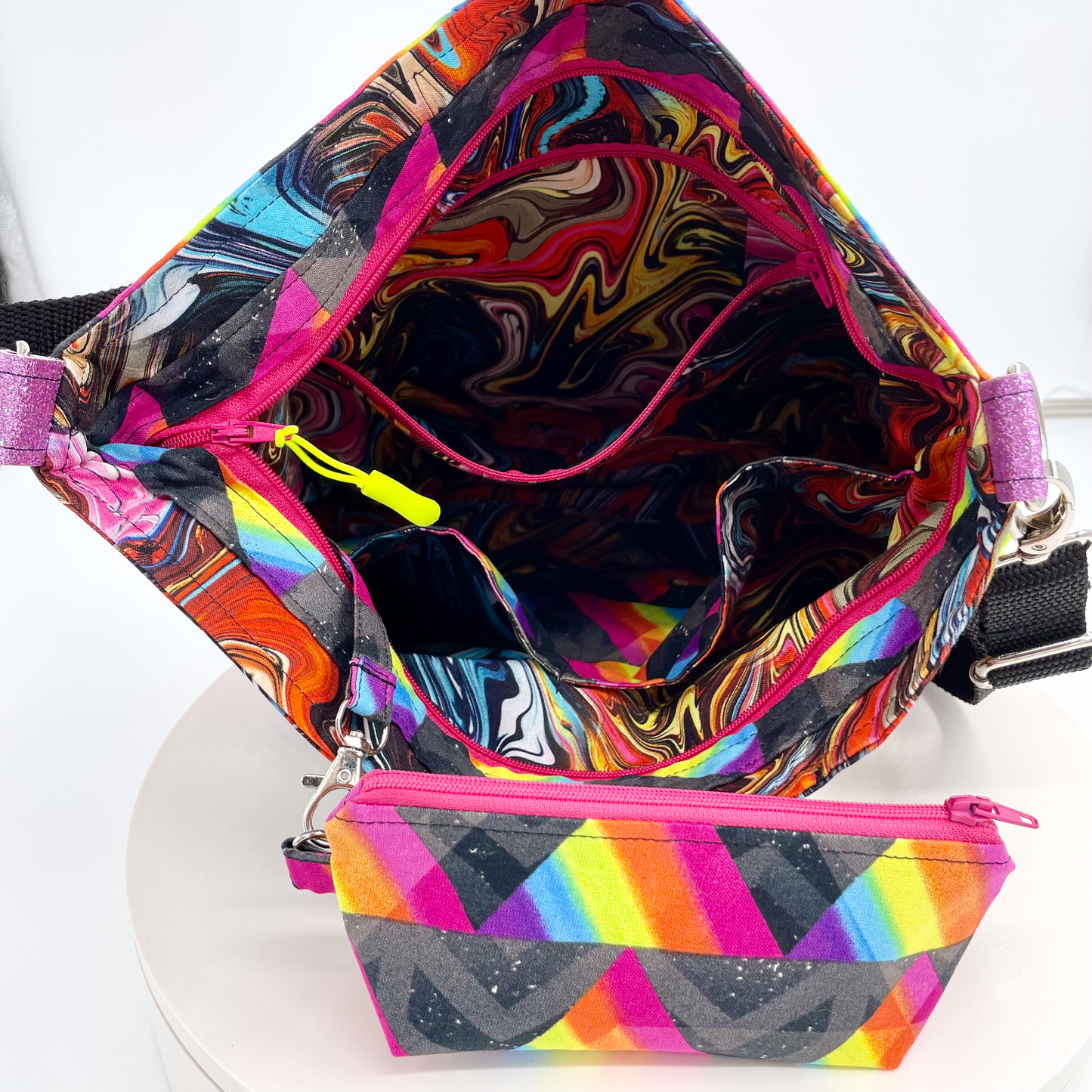 Medium Sparkly Purple Rainbow Crossbody