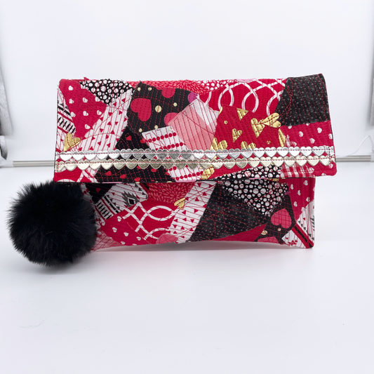 Small Red and Black Hearts Clutch