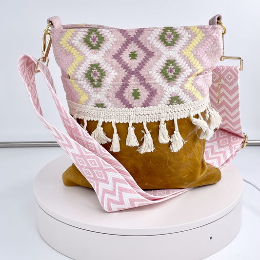 Medium Embroidered Canvas and Leather Crossbody