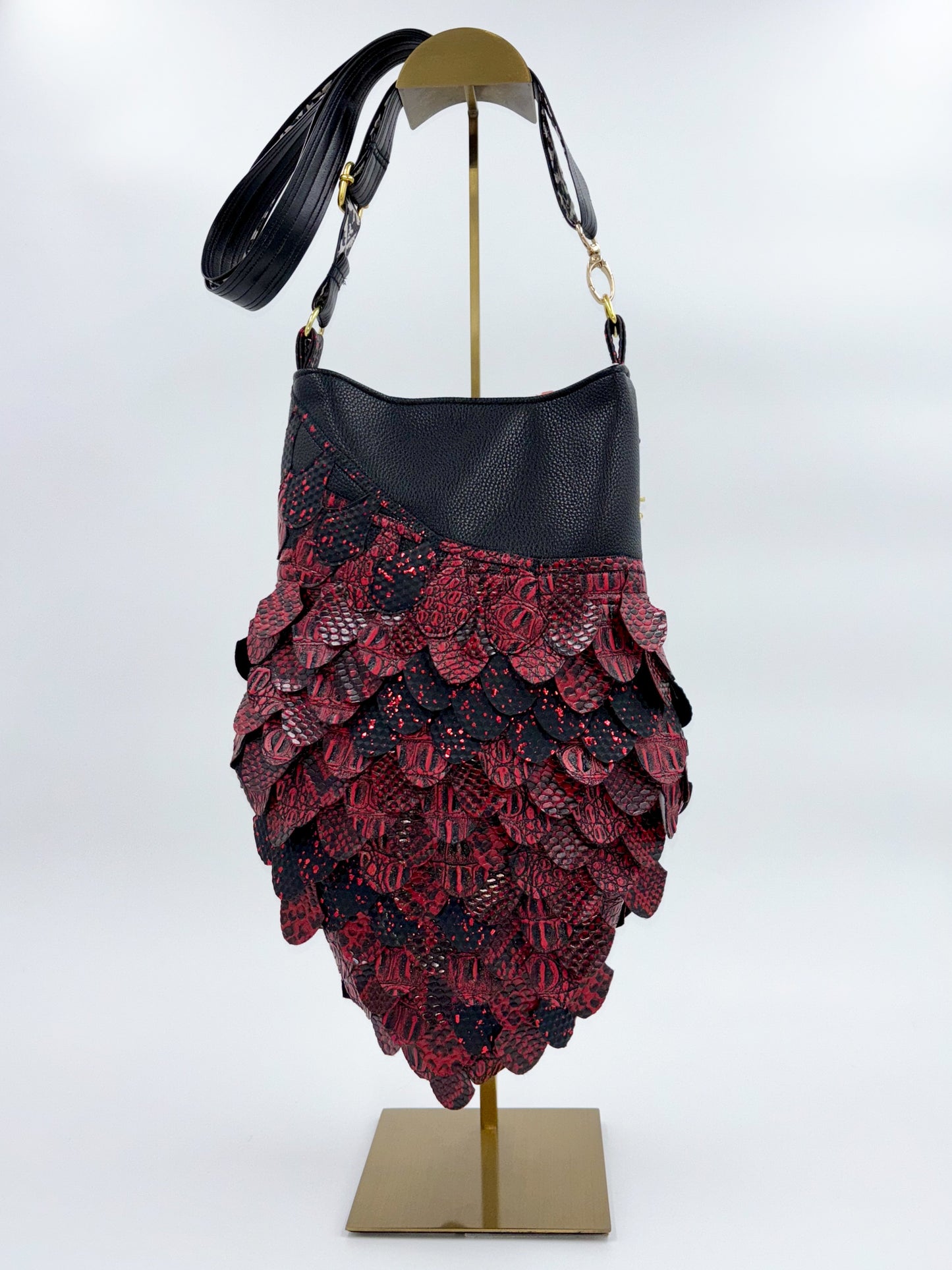Large Faux Leather Dragon Scales Crossbody