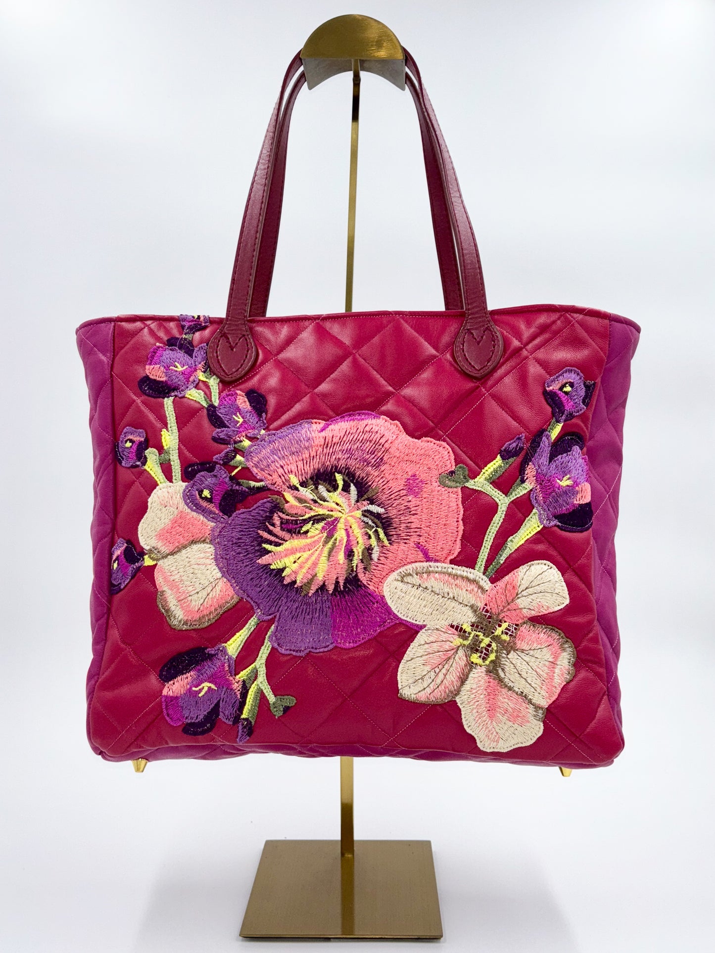 XL Fuchsia Floral Shoulder Bag