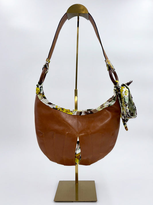 Small Leather and Olive Floral Shoulderbag