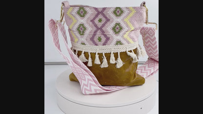Medium Embroidered Canvas and Leather Crossbody