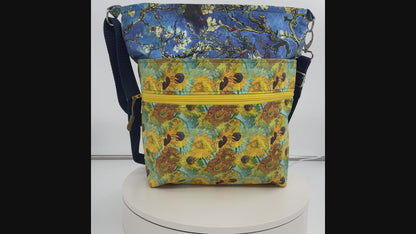 Large Van Gogh Sunflowers and Almond Blossom Crossbody
