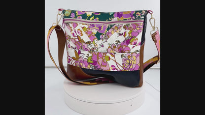 Medium Floral and Leather Crossbody
