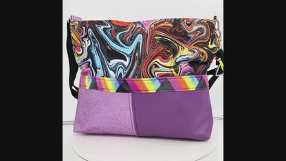 Medium Sparkly Purple Rainbow Crossbody